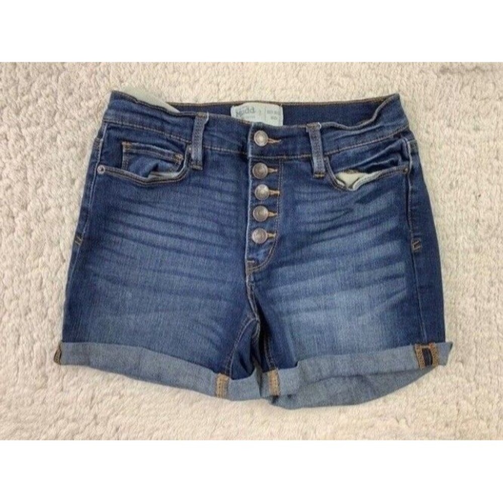 Mudd Size 7 Womens Shorts Stretch Mid Rise Button Fly Cuff Hems